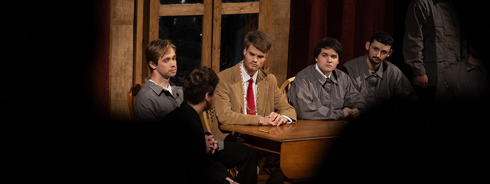 Jonathan McGaha, Philip Melson, Colby Hull, Justice Friesen, and Eli Hilliard perform. (Photo by Jared Hill, CIU Student Photographer)